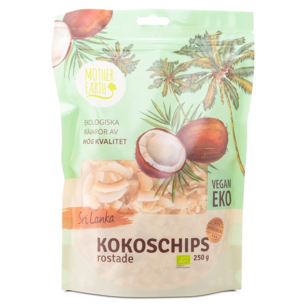 Mother Earth Paahdetut Kokoslastut Premium EKO, 250 g