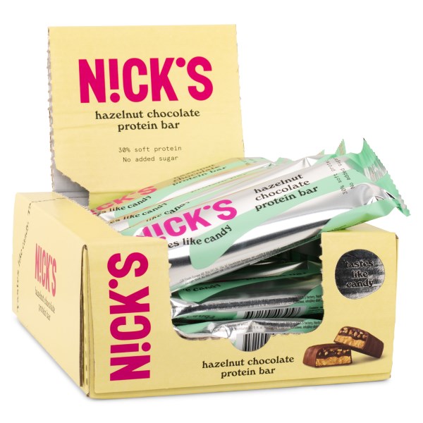 Nicks Protein Bar, Hasselpähkinäsuklaa, 12 kpl