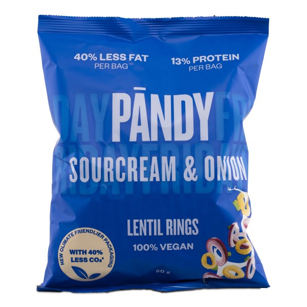 Pändy Linssishipsit, Sourcream & Onion Rings, 50 g