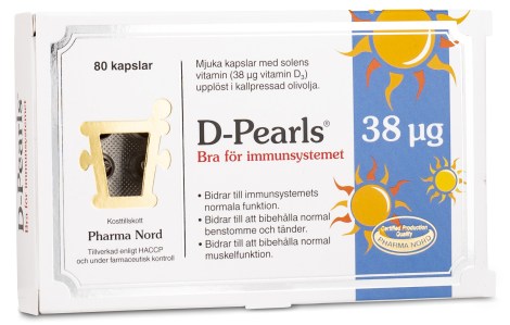 Pienoiskuva Pharma Nord D-Pearls Vitamin D3 38 mcg, 80 kaps.