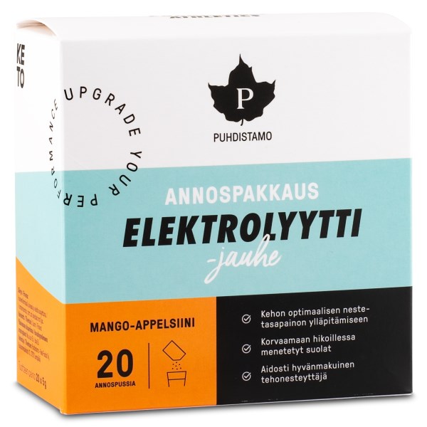 Puhdistamo Elektrolyytti annospakkaus, Mango/Appelsiini, 5 g x 20