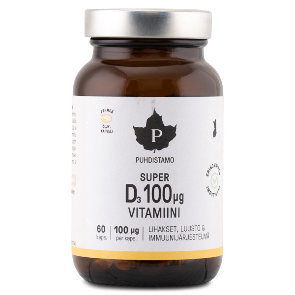 Puhdistamo Super D3-vitamiini 100 ug, 60 kapselia
