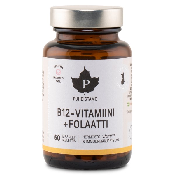 Puhdistamo Vitamiini B12 + Folaatti, 60 kapselia