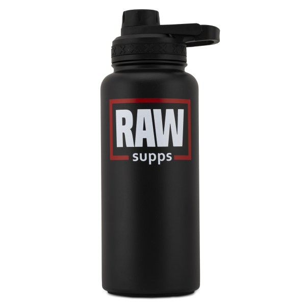 RAW SUPPS Insulated Sports Bottle, 960 ml, Musta