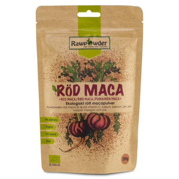 RawPowder Punaista Maca-jauhetta, 200 g