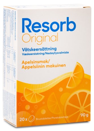 Pienoiskuva Resorb Original, 20 poretablettia, Appelsiini