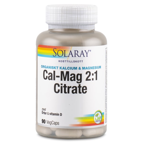 Solaray Cal-Mag 2:1 Citrate, 90 kapselia