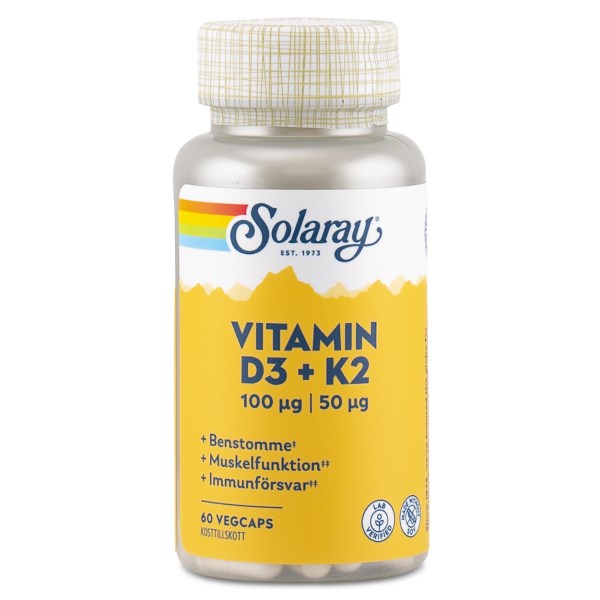 Solaray Vitamin D3 & K2, 60 kapselia