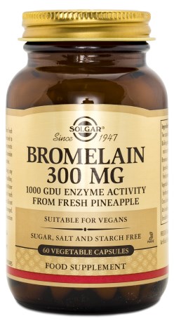Pienoiskuva Solgar Bromelaiini 300 mg, 60 kapselia