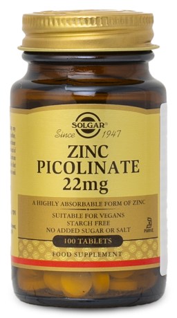 Pienoiskuva Solgar Zinc Picolinate, 100 tablettia