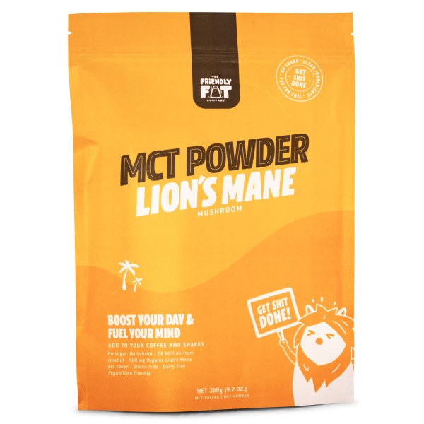 The Friendly Fat Company C8 MCT-Pulver + Lions Mane Mushroom, 200 g