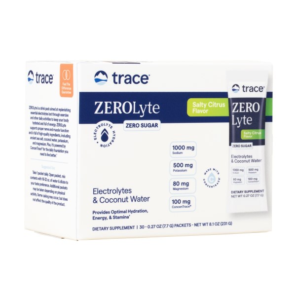 Trace Minerals ZEROlyte Electrolyte Drink Mix Salty, Sitrus, 30-pack