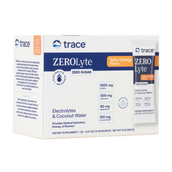 Trace Minerals ZEROlyte Electrolyte Drink Mix Salty, Appelsiini, 30-pack