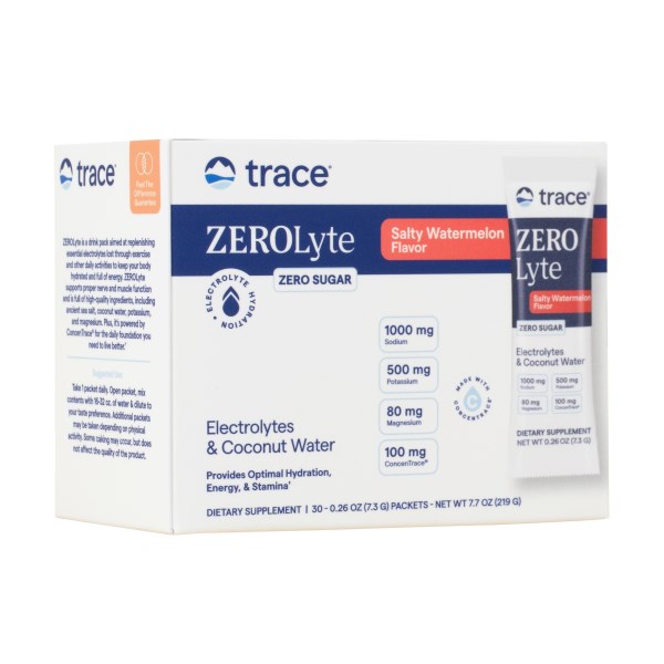Trace Minerals ZEROlyte Electrolyte Drink Mix Salty, Vesimeloni, 30-pack