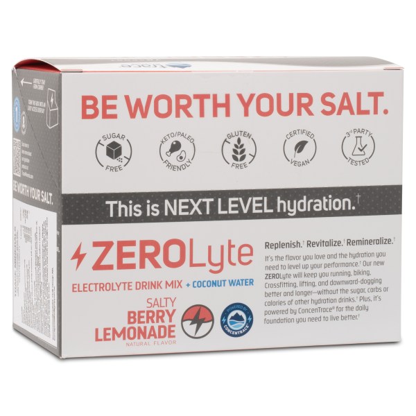 Trace Minerals ZEROlyte Electrolyte Drink Mix Salty, Berry Lemonade, 30-pack