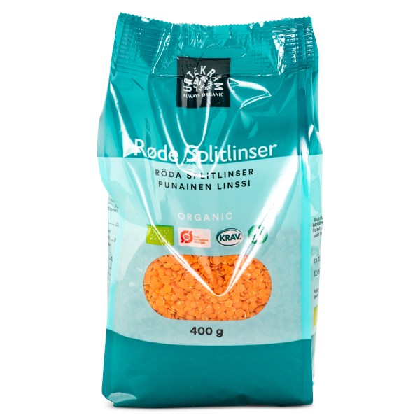 Urtekram Punaiset Halkaistut Linssit, 400 g