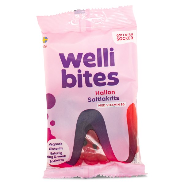 Wellibites Vadelma & Suolalakritsi Makeinen  - Vegaaninen, 70 g