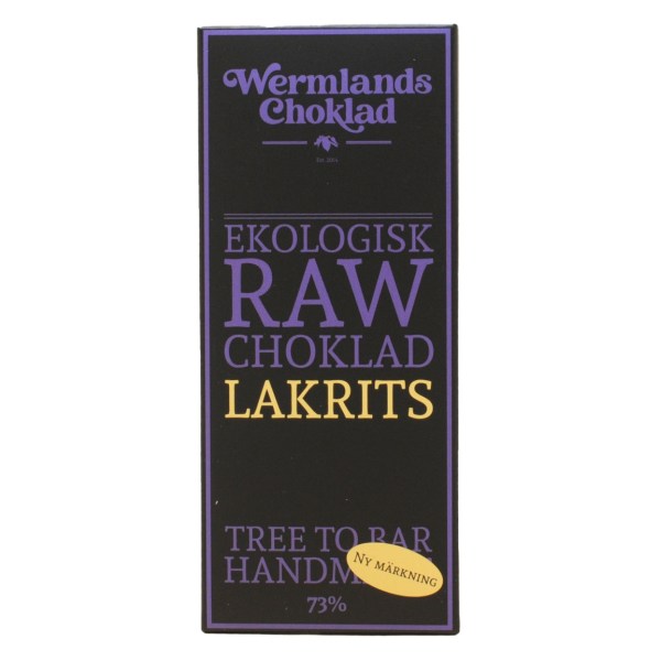 WermlandsChoklad Raakasuklaa LUOMU, 50 g, Lakritsi